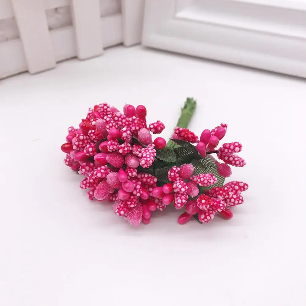 12 pcs Stamen Sugar Handmade Artificial Flowers Cheap Wedding Decoration DIY Wreath Needlework Gift Box Scrapbooking Fake Flower