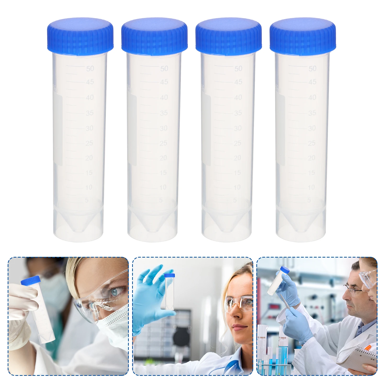 

50 Pcs Tube Tubes Laboratory Keli Clear Plastic Test with Lids Science Self Standing