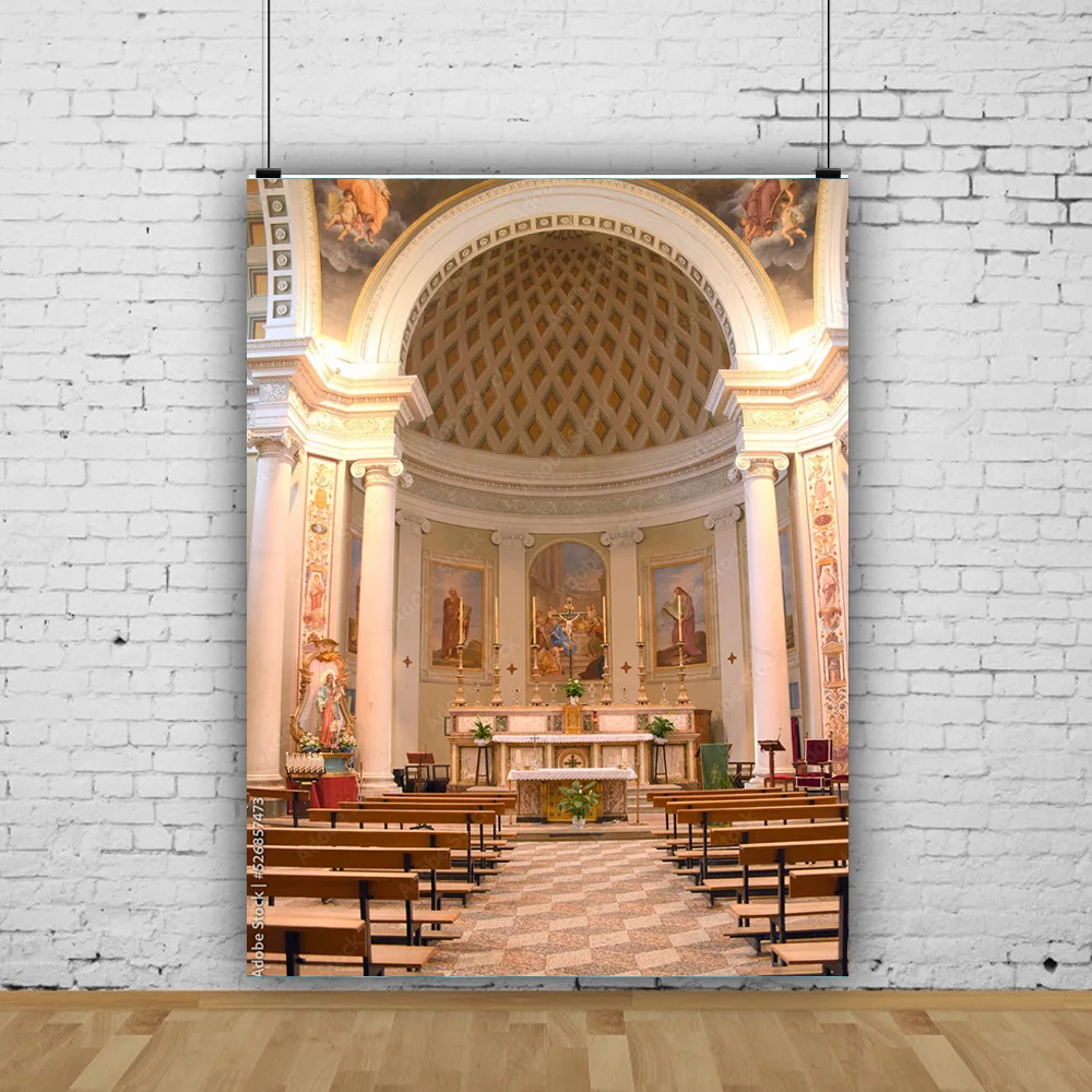 Auditorium European Style Church Photography Backdrop Props Architecture Zagreb Cathedral Photo Studio Background JT-16