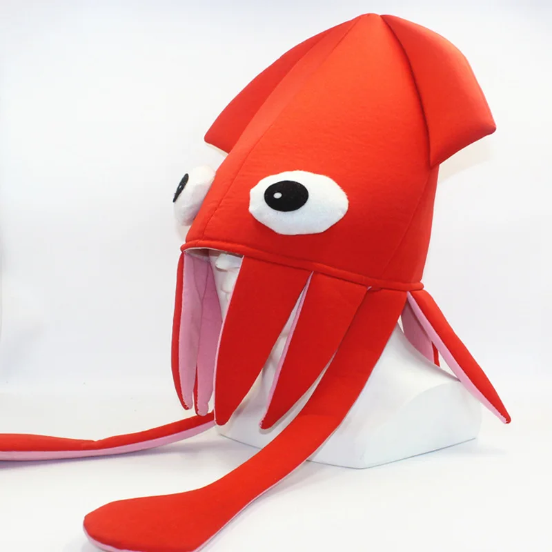 Squid traje animal para crianças, chapéu engraçado, adereços de festa, boné adulto e criança, acessório divertido, presente de Natal e Halloween, novo, 2023