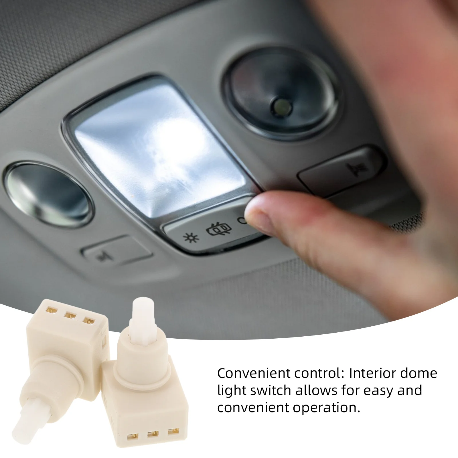 

2Pcs Dome Lamp Switch Automotive Interior Light Switch Kit Durable ABS Material Easy Installation Car Dome Light Control