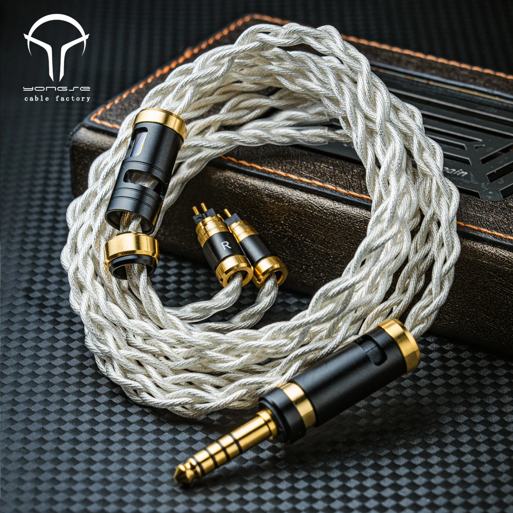 Yongse Britney 20Awg Sterling Silver Upgrade Earphone Cable Switchable Default 3.5mm+4.4mm Plug 2pin 0.78+MMCX Pin