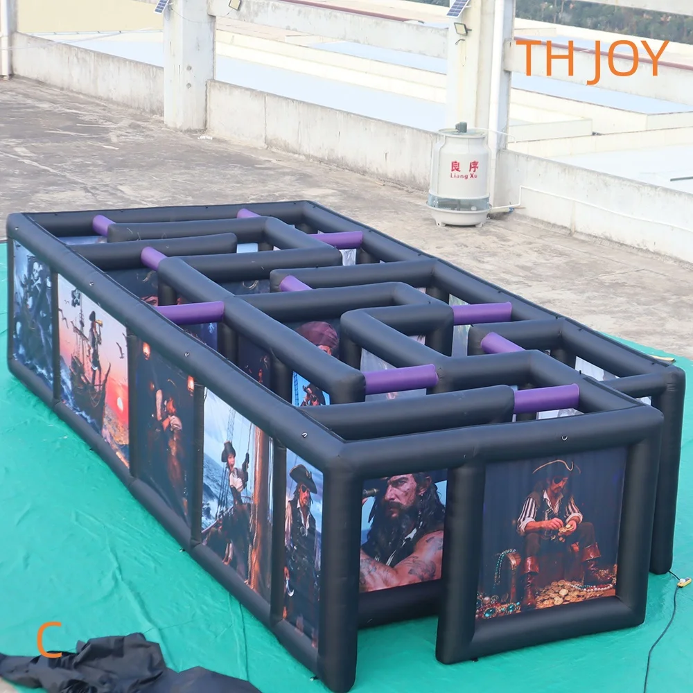 

fast door shipment,Scary black Inflatable Maze Haunted House Pirate theme Adventure inflatable laser tag games