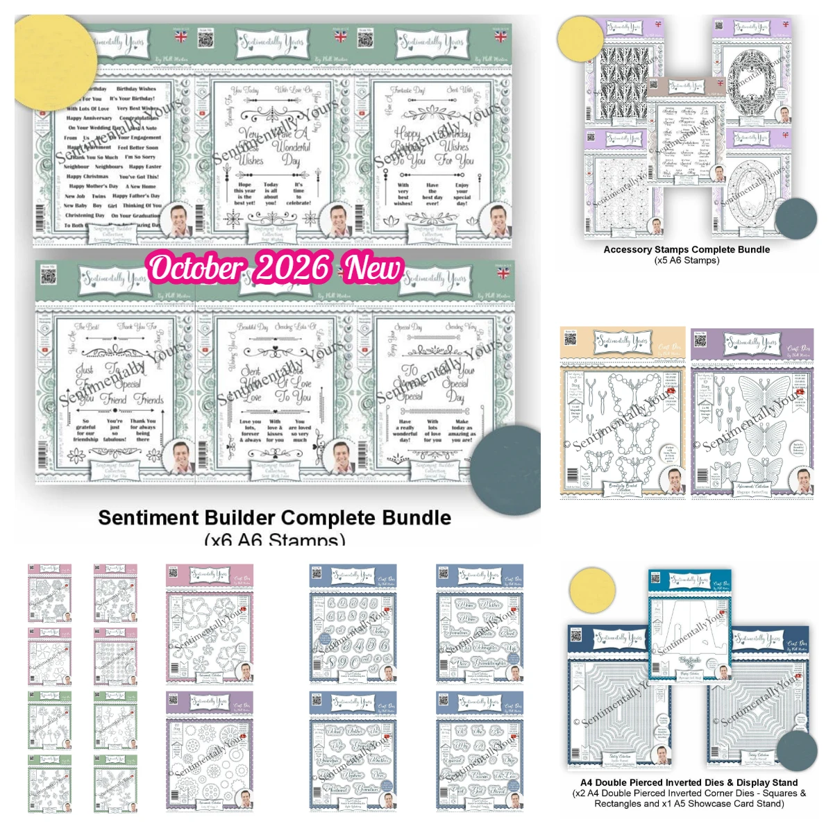 Image of Sentimentally Yours 6PCS A6 Klare Stempel und Stanzformen, Feiertags-, Geburtstags- und Dankesphrasen für handgemachte Scrapbook-Bastelarbeiten, Oktober 2026 Neu