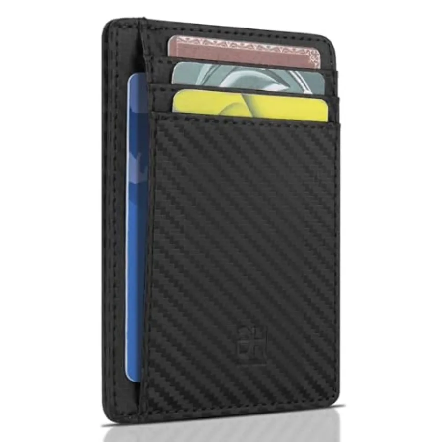 

Slim RFID Blocking Card Holder Minimalist Leather Front Pocket Wallet for Women Slim
