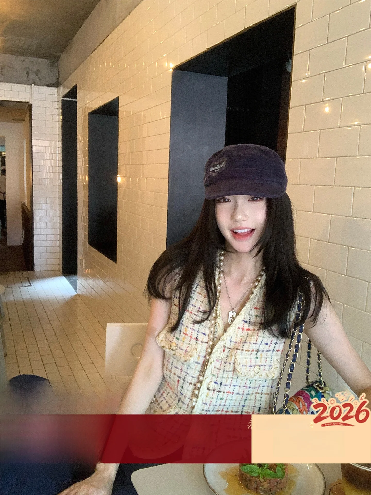 

Жилет женский Ouyang из грубого твида с V-образным вырезом, осенняя новинка, ретро-дизайн, для повседневной носки, из полиэстера и шерсти