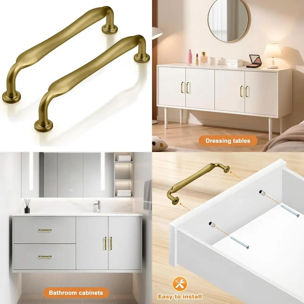 

5 Inch Champagne Bronze Zinc Alloy Cabinet Handles, Kitchen Cupboard Drawer Pulls with 128mm Hole Centers