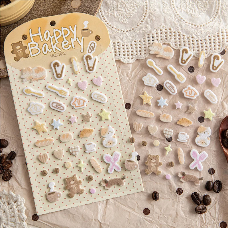 Cartoon Felt Stickers Cute Scrapbooking Signal Design Bakery Plants Theme Stationery Craft Supplies for Creative Projects