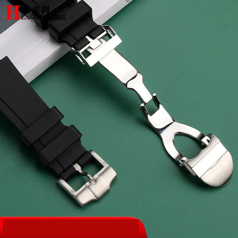 22-12mm Convex Soft Silicone Watch Strap for Tudor Pelagos 25500 25600 Waterproof Rubber WatchBand Men steel buckle accessories