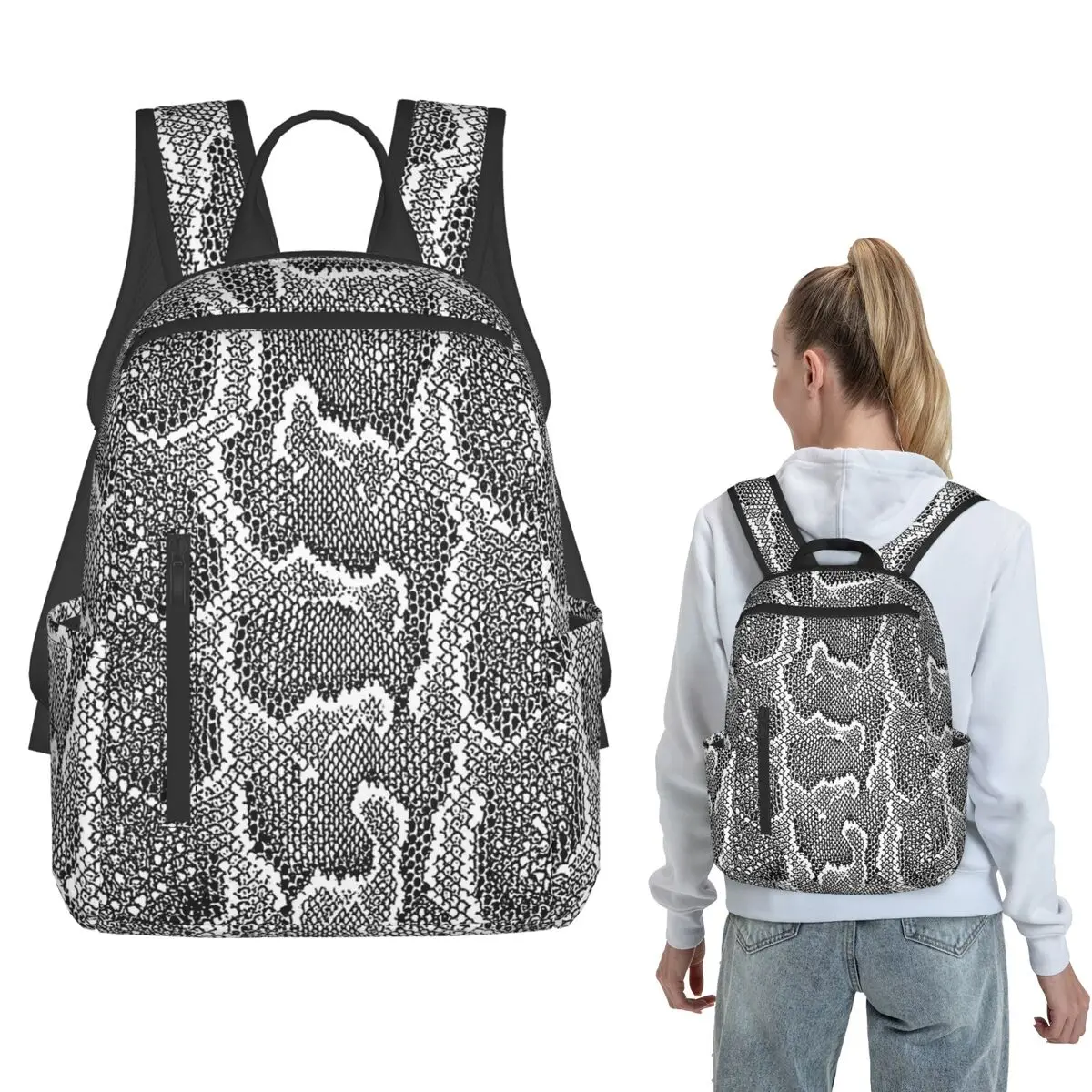 Snake 001 Backpack Large Capacity Boys Girls BookBag School Bag Shoulder Bags for Men Women