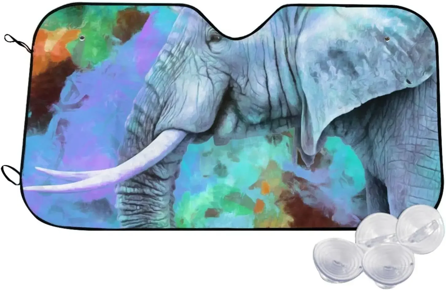 

Oil Painting Elephant Pattern Sun Shade Front Window Sunshade for Most Sedans SUV Blocks Max Uv Rays Keep Your Vehicle Cool