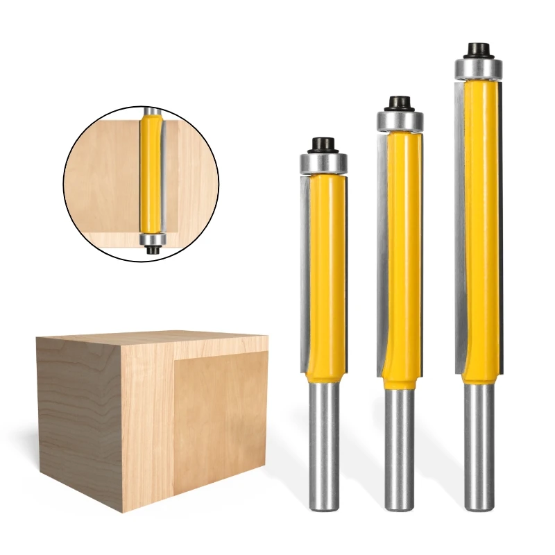 YUSUN-Shank Flush Guarnição Superior Rolamento Longo Router Bit, 8mm Router, Carpintaria, Fresa para Madeira