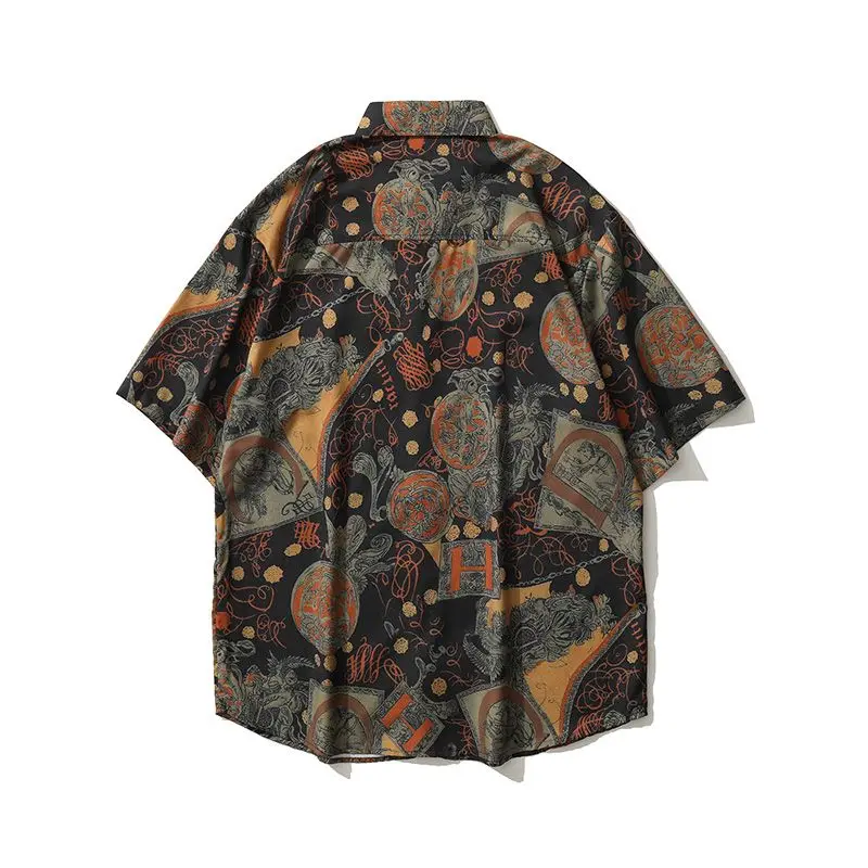 Summer Short sleeved Piaoshuai Flower Shirt for Men and Women Travel Trend Couple Hip Hop Hawaiian Beach Leisure Short sleeved