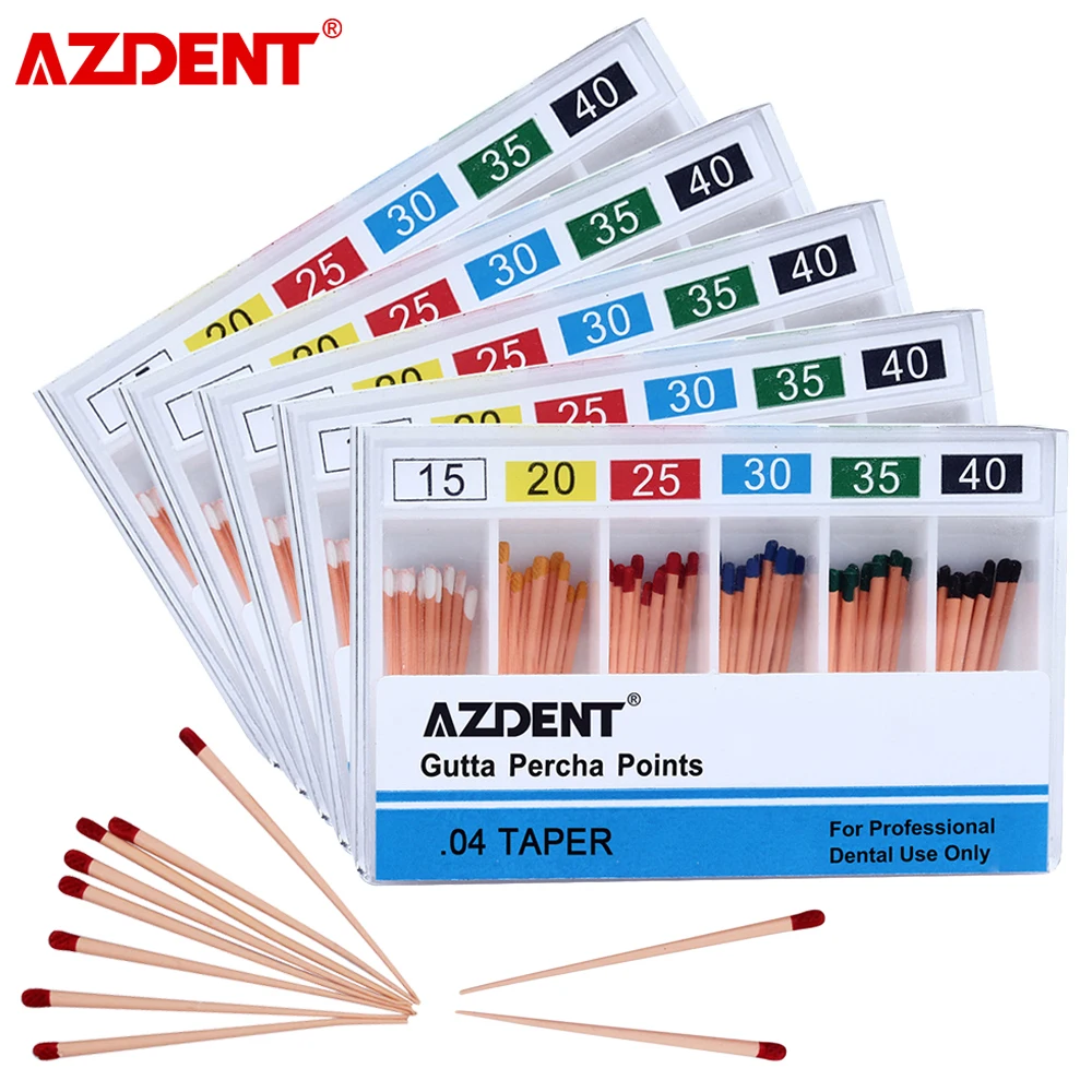 5 Boxes AZDENT Dental Gutta Percha Points Endo Root Canal Obturating Tips Bars Taper 0.02 0.04 0.06 F1 F2 F3 Dentistry Materials