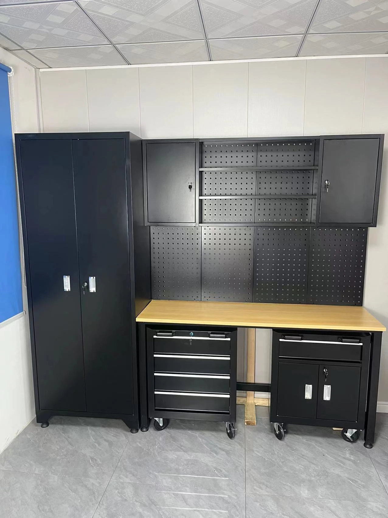 Customize OEM/ OBM Heavy-Duty Steel Plate Tool Storage Cabinet Workstation 5-Drawer Lockable Wheeled Design Garage Powder Coat