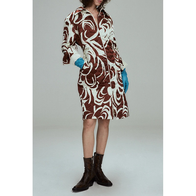 

RUIEE Artistic Moonlight Silhouette Printed Slim Fit Cotton irt Dr Bla White Red Brown A-Line Midi Skirt Women's Faion