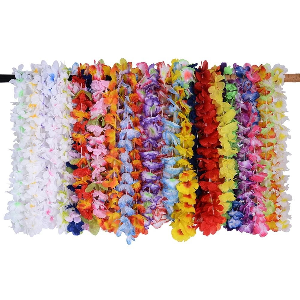 

36pcs Garland Set Hawaii Leis Neck Wreath Necklace Artificial Flowers Tropical Luau Favors Hanging