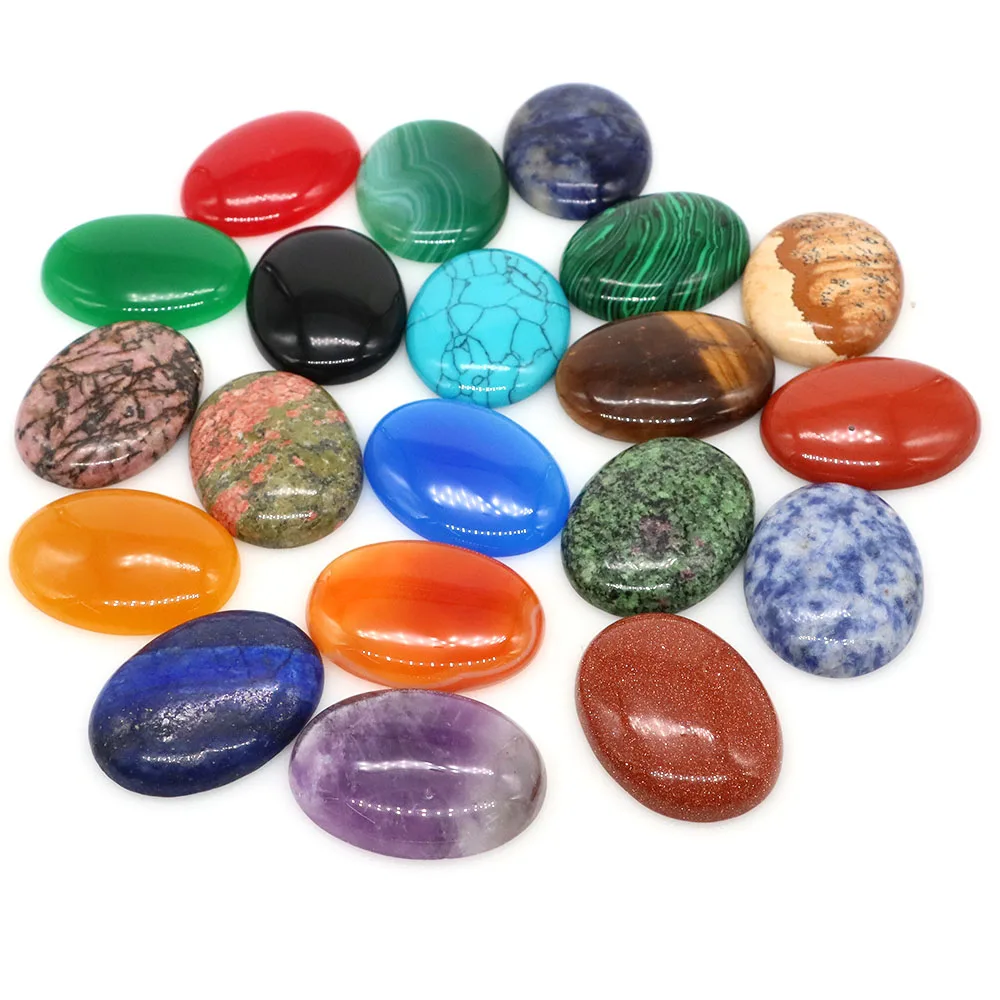 30x40mm Oval Flat Back Cabochon Natural Gems Healing Crystal Stone For Charms Jewelry DIY Pendant Necklace Accessories Wholesale