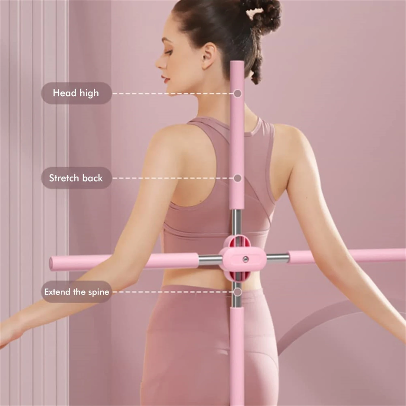 Yoga Sticks Stretching Tool Retractable Posture Hump Corrector Stretching Tool Adjustable Retractable Training Cross Bar Tool