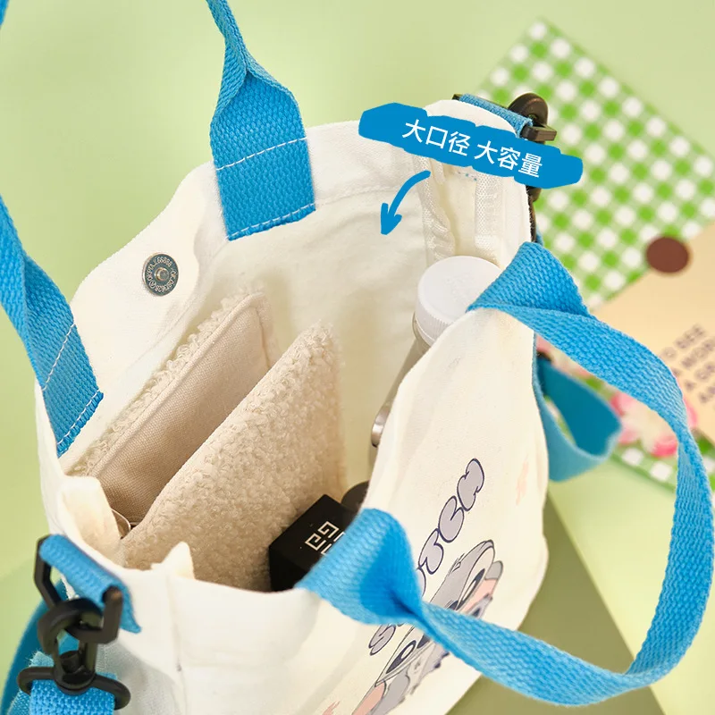 Bolso de hombro de punto de Disney, bandolera de lona con hebilla bonita de dibujos animados de Ángel, bolso informal de mano para estudiantes de gran capacidad, viajero diario