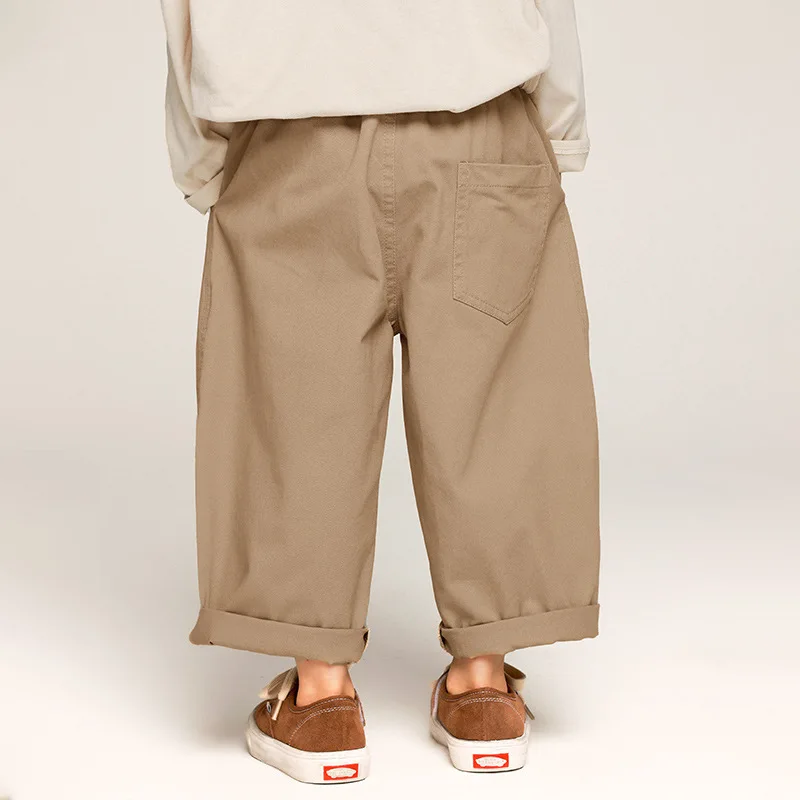 2025 Spring Kids Pants Korean Style Children's Solid Color Casual Pants Boys Cotton Loose Trousers
