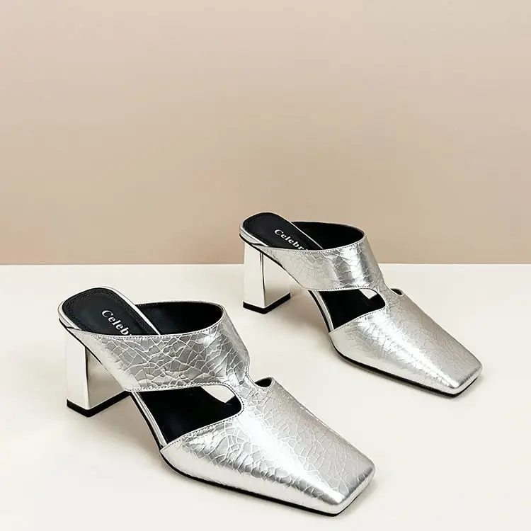 

Женские сандалии, модные женские туфли-лодочки на высоком каблуке с квадратным носком, повседневная обувь большого размера, летние вечерние сандалии на шпильке