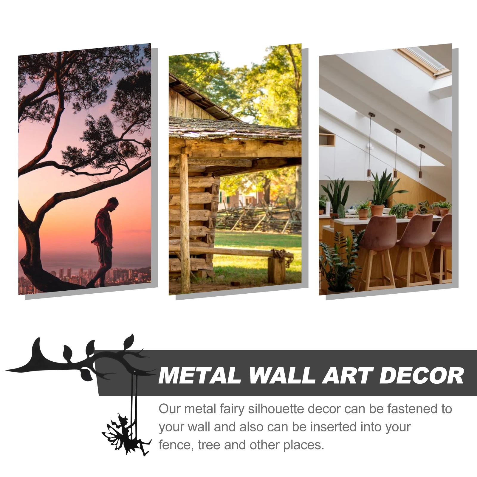 

Iron Art Black Swing Fairy Branch Metal Wall Sculpture Garden Yard Tree Stake Decor Fairy Branch Metal Wall Art