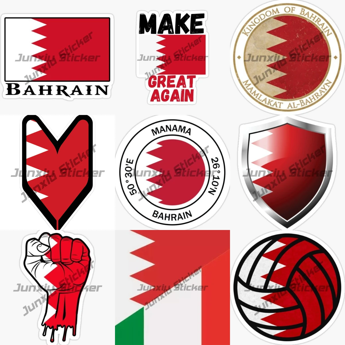 

Kingdom of Bahrain Manama Stickers Welcome To Bahrain Make Great Again Stripe Flag Stamp Shield Waterproof Decor Accessories