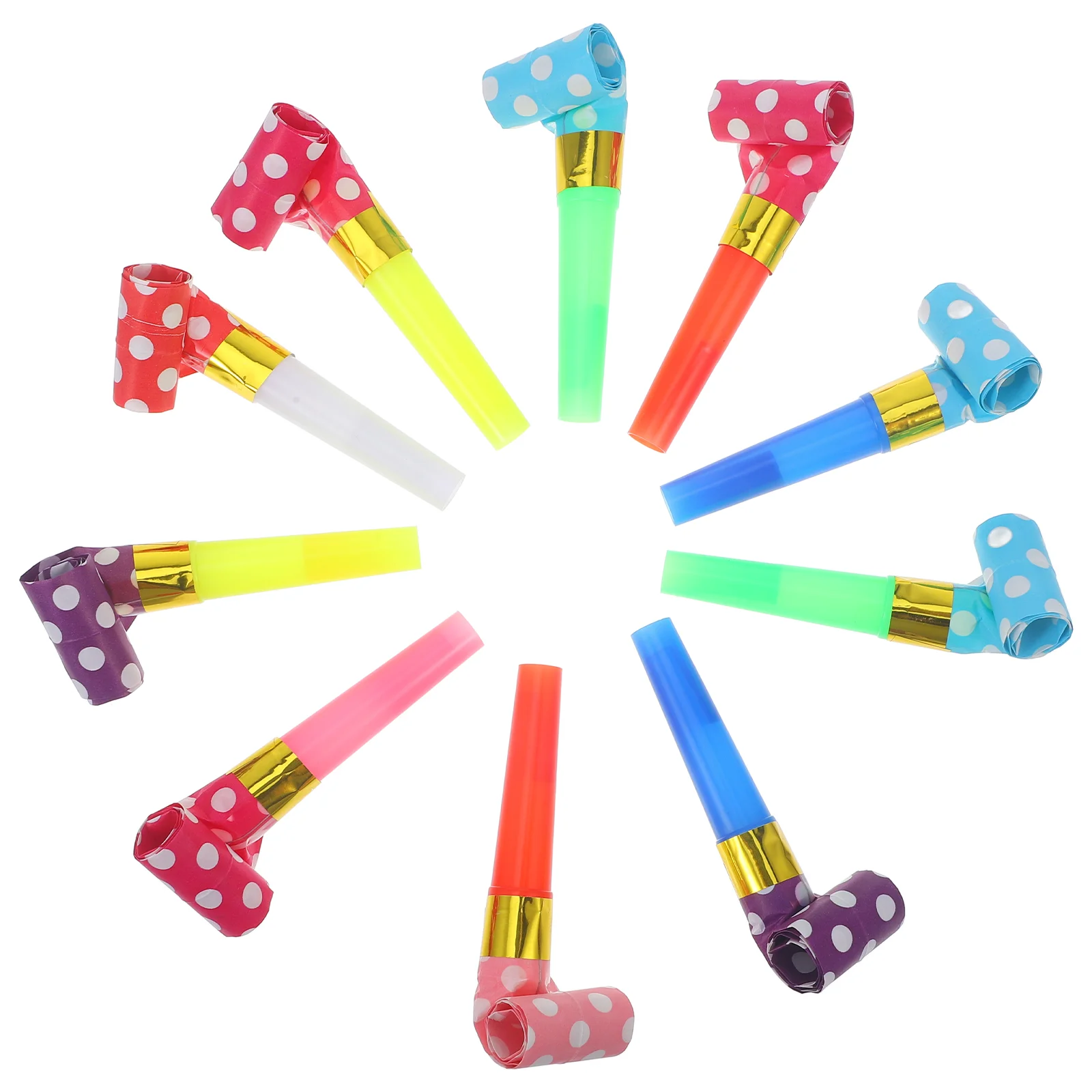 60 Pcs Polka Dot Paper Blowing Dragon Airhorn Hand Clapper Applauders Plastic Whistles Party Supplies Toy Set