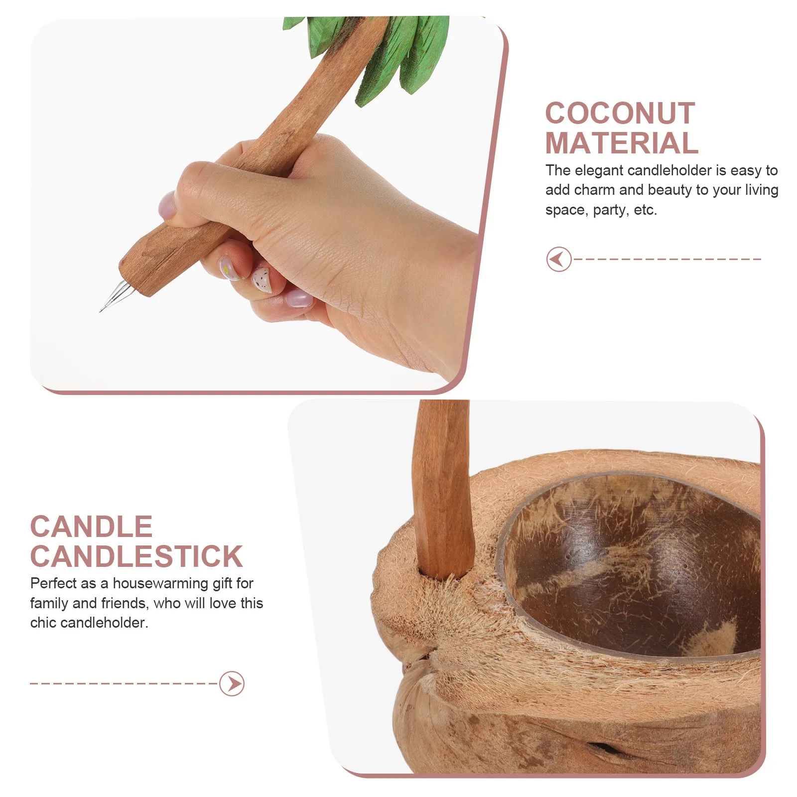 Coconut Candlestick Holder Eco Friendly Portable Shell Bowl Romantic Atmosphere Creator for Evening Parties Candlelight Dinners