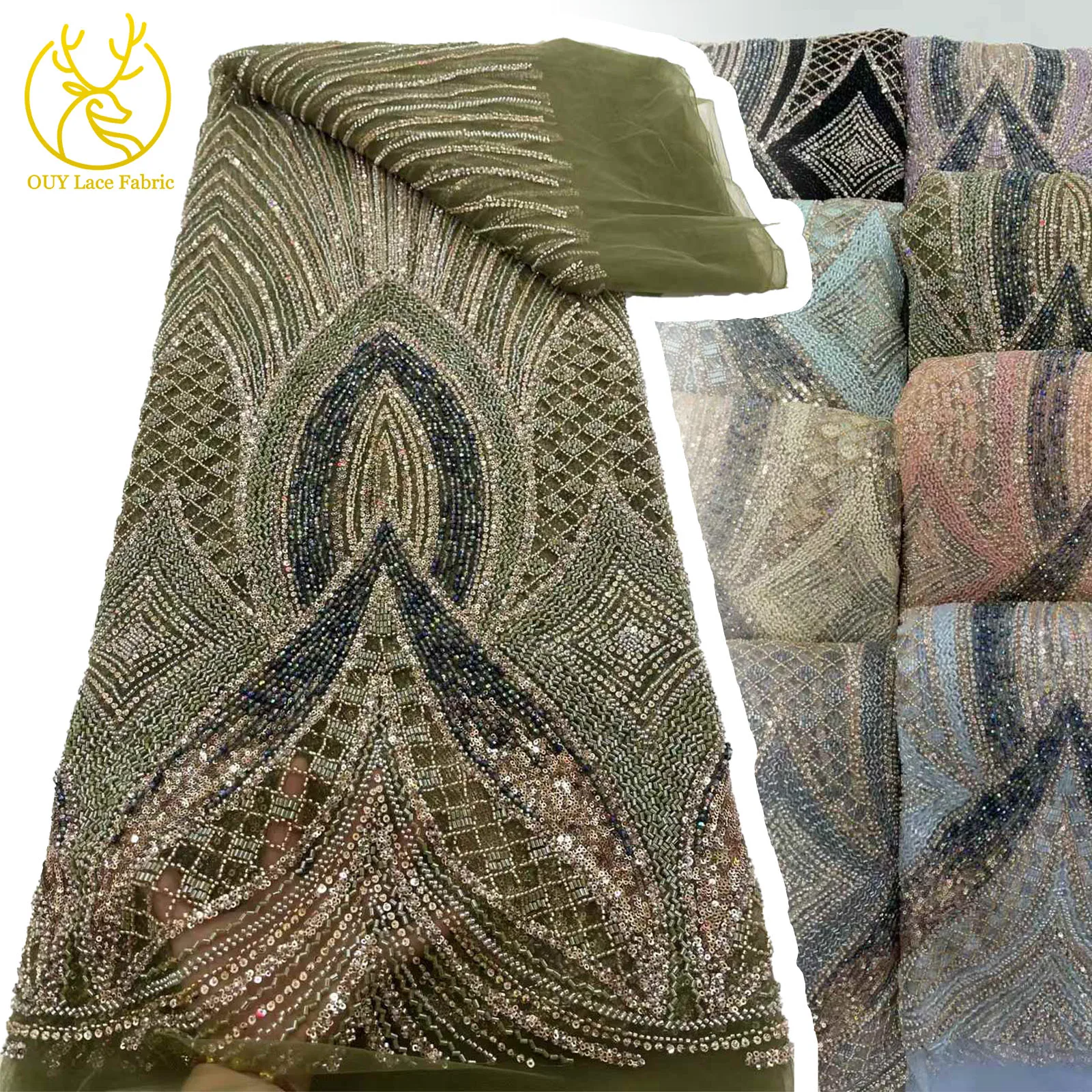 

Luxury African Beaded and Beaded Tulle Lace Fabric 2025 Nigerian French Mesh Lace Fabric for Ladies Party Evening Dress Sewing