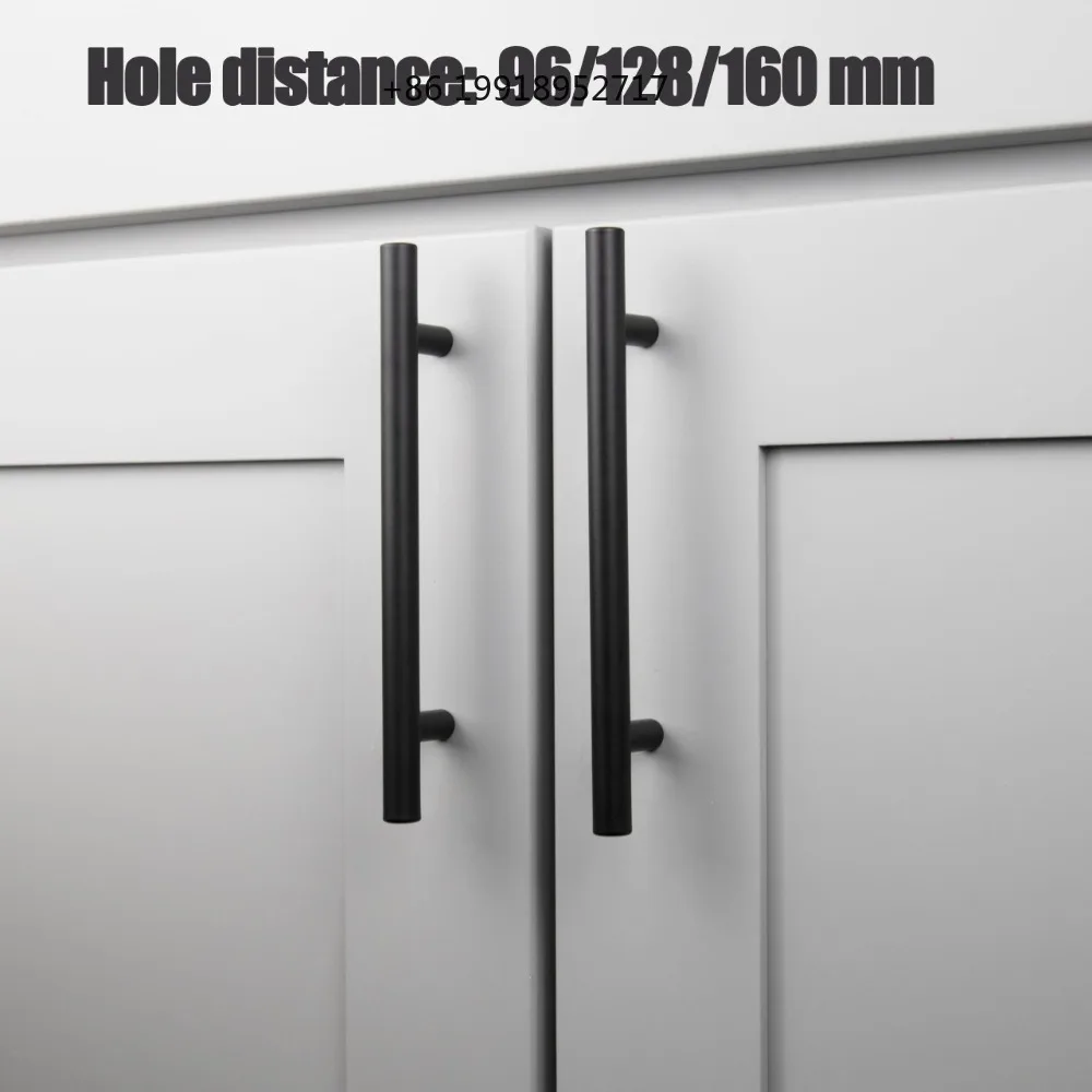 20 PCS Cabinet Pulls Matte Black Stainless Steel Dresser Kitchen Drawer Pulls 50/150/200/250mm Length Hole Distance 96/128/160mm