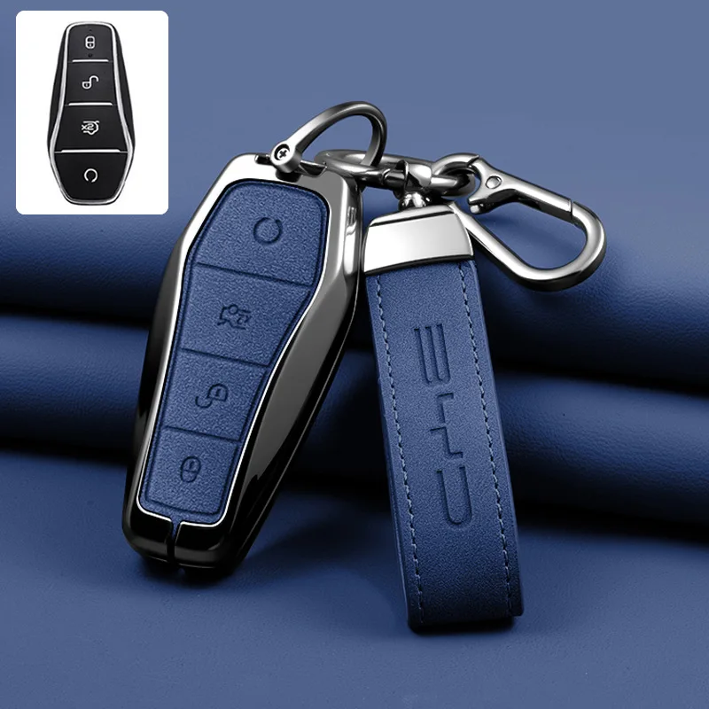 Auto Zink-legierung Leder Schlüssel Fall Abdeckung Halter Für BYD Song Pro Tang Dm QIn PLUS MAX Yuan Atto 3 Han EV delphin Auto Schlüssel Schutz – Detail 7