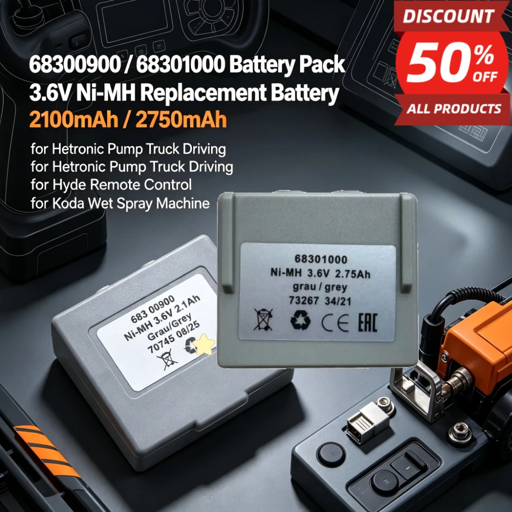 68300900/68301000 3.6V 2100mAg/2750mAh Ni-MH for Hetronic Pump Truck Driving for Hyde Remote Control for Koda Wet Spray Machine