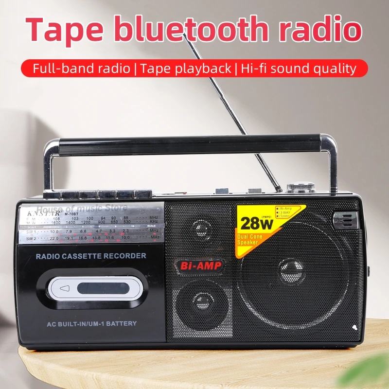 

Cassette Tape Player Radio Retro Wireless Bluetooth Boombox AC Powered Or Battery Operated Stereo AM/FM Radio With Speakers