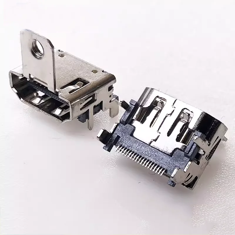 hdmi with mounting holes on the board four pins straight HDMI port 19P HD female socket with ear transmission socket