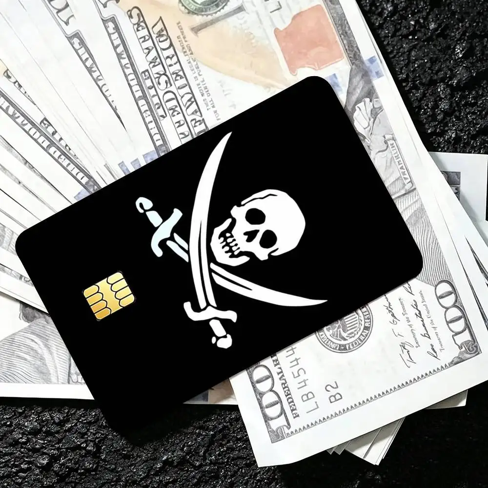 Skull Crossbones Pirate Jolly Roger Credit Card HD Stickers Easy to replace, change card style anytime as you like