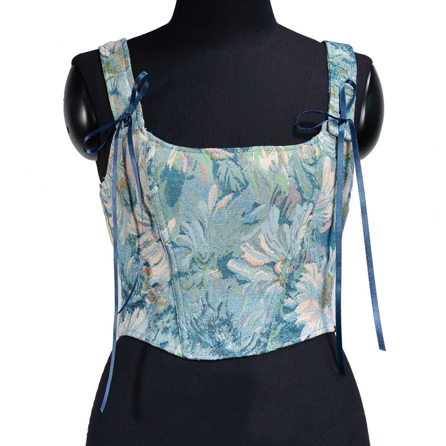 Flower Pattern Tight Corset for Women Vintage Tie Up Vest Overbust Bustier Camis Shapewear Corsets Waist Trainer Slim Tank Tops