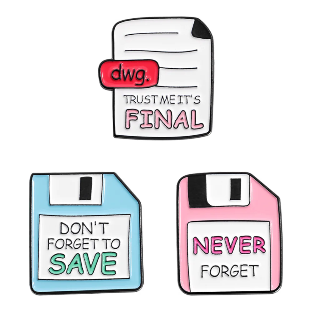 Retro Tech Style Floppy Disk File Brooch Programmer Designer Fun Meme Badge Clothes Bags Decorations Personalized Accessories
