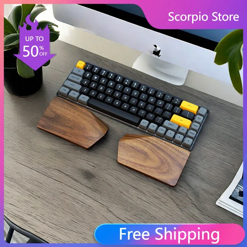 Split Walnut Palm Rest for 65%-75% Alice Mechanical Keyboards Hand Rest Custom Ergonomic Split Keyboard Wrist Rest Wrist Brace