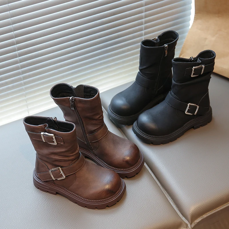 

Осень-зима 2022, женские ботильоны на толстом каблуке, модная обувь с пряжкой на ремне, женские современные короткие сапоги в стиле панк, увеличивающие рост