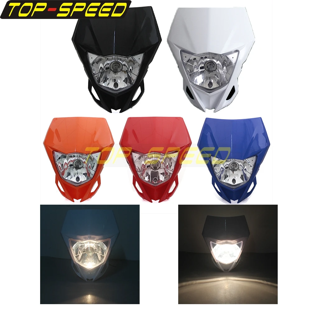 Plastic LED Headlight Enduro Head Light For Yamaha WR WRF TTR TT-R Kawasaki KLX KX KXF Honda CRF Husqvarna TE FE Supermoto Bike