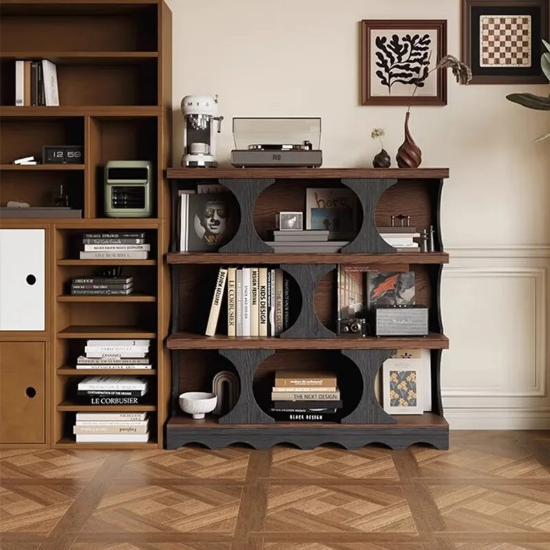 

French retro solid wood bookcase, low bookshelf combination cabinet