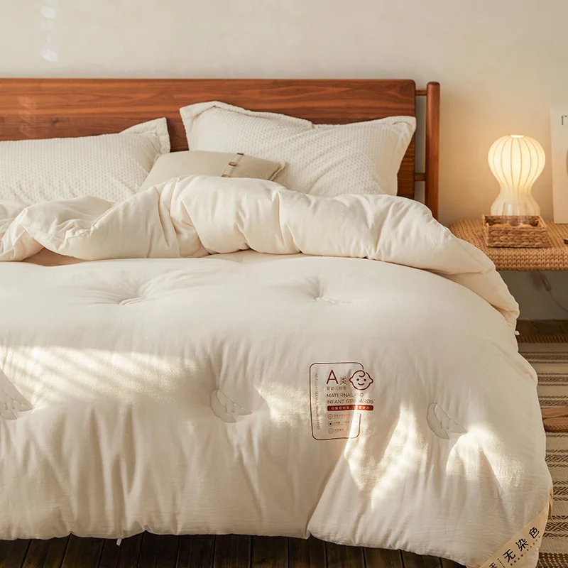 Household Pure Cotton A Class Undyed Soy Protein Filled Thick Hypoallergenic Comforter All Season Winter Warm Duvet King Queen