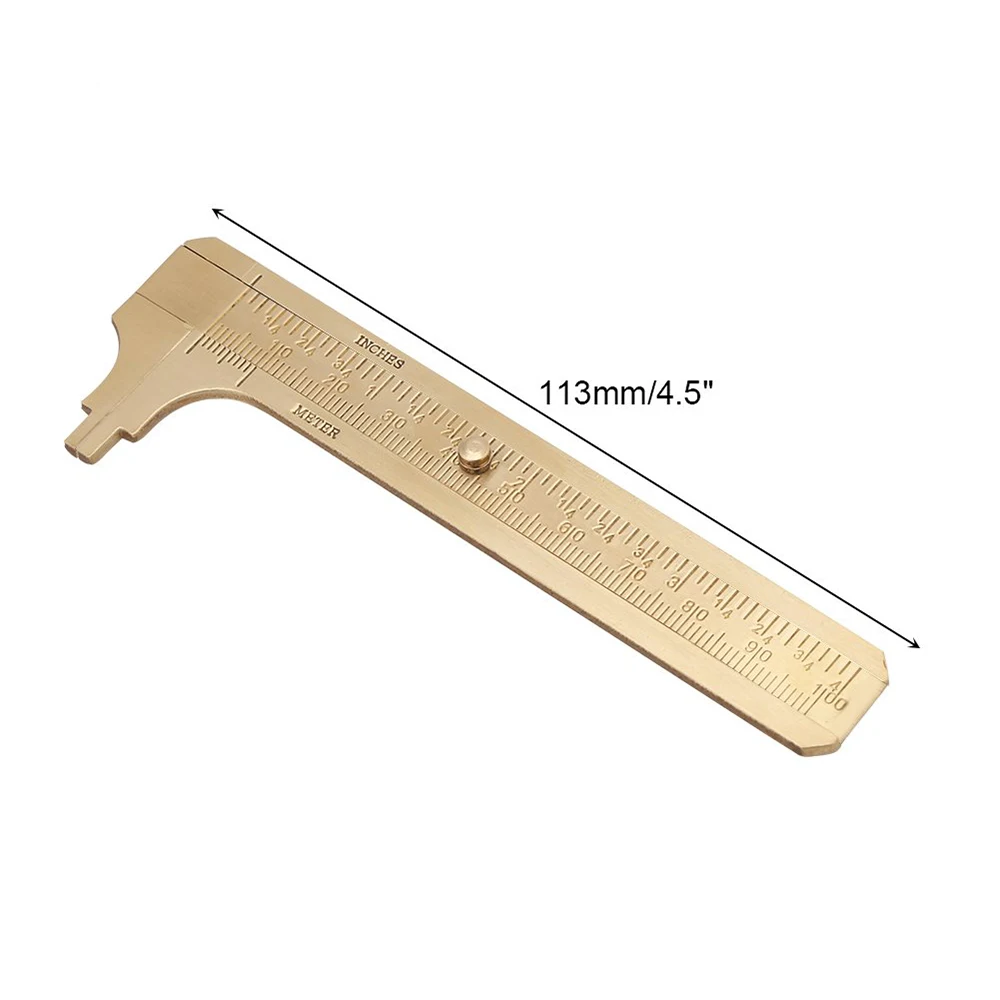 0-100 مللي متر فرجار نحاسي صغير نقي النحاس الورنية ثنائي النطاق مسطرة قياس أداة قياس محمولة للنجارة #2