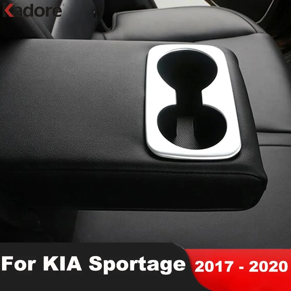 For KIA Sportage 2016 2017 2018 2019 2020 Matte Car Rear Seat Water Cup Holder Frame Cover Trim Interior Mouldings Accessories