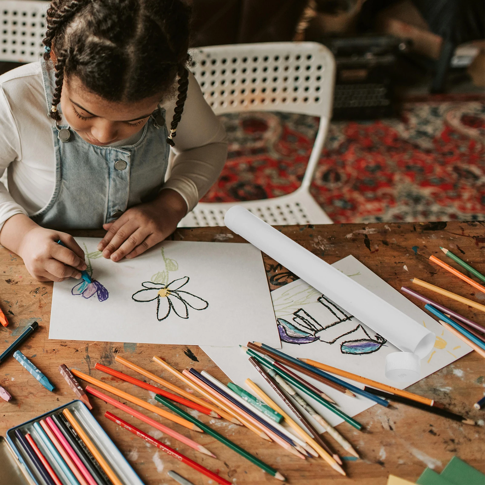 2 قطعة أنبوب ملصق محمول مضاد للتجاعيد لتخزين اللوحات والرسومات والمخططات حاوية شحن آمنة #1