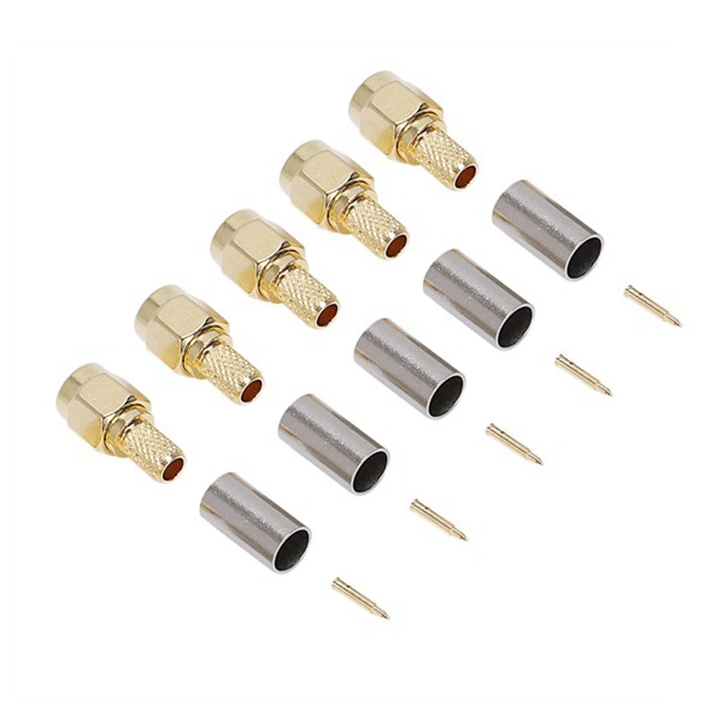 100 peças sma plugue macho crimpagem reta para adaptador de conector rg58
