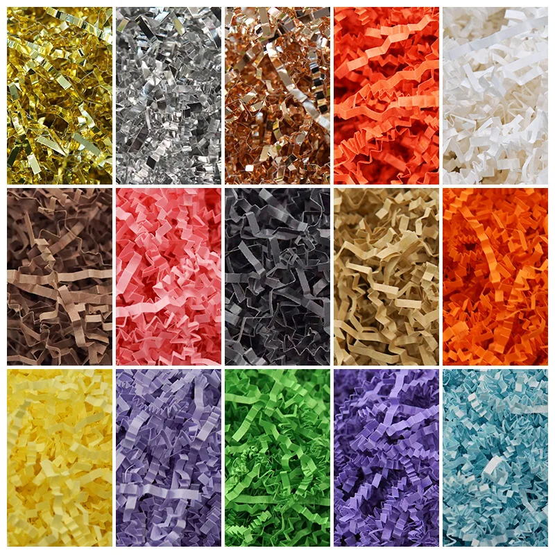 100g Colorful Shredded Crinkle Lafite Paper Raffia Filler DIY Wedding Party Gift Box Candy Material Packaging Filler