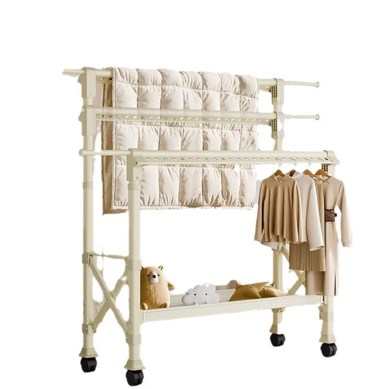 

floor folding, household balcony shelf, indoor telescopic clothes hanging rod, outdoor quilt drying